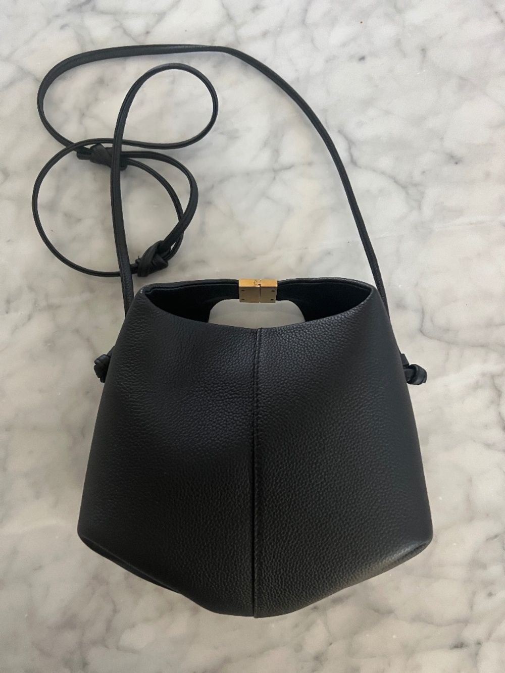 Polène Béri Textured Black Leather Crossbody Bag + Dust Bag